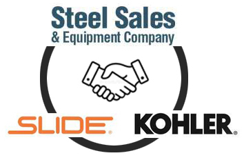 Graphic image showing Steel Sales, Kohler Co and Slide Products working together